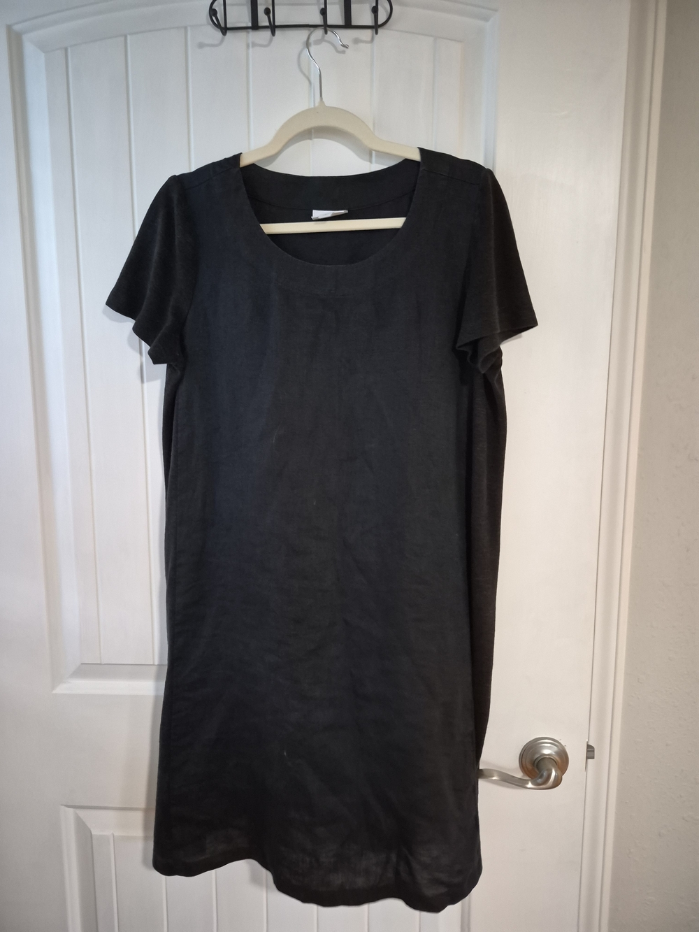 Pure Jill Linen Panel Tencel Navy Women's Dress Coastal Size M